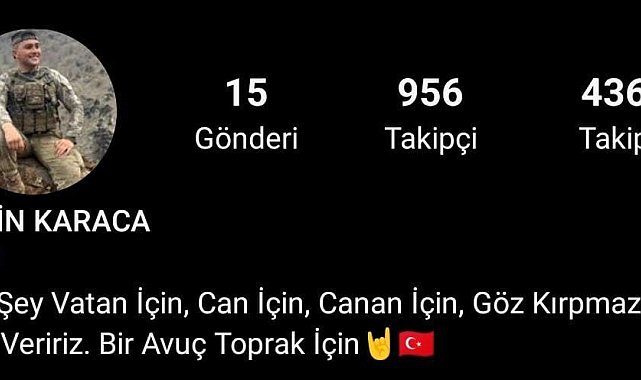 Tokatlı şehidin sosyal medya profilinde bulunan yazı dikkat çekti