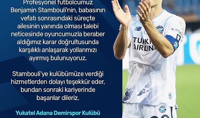 Adana Demirspor'da Benjamin Stambouli ile yollar ayrıldı