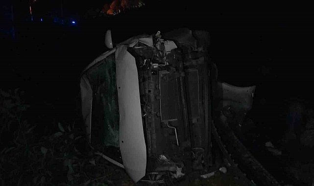 Alanya'da kontrolden çıkan araç şarampole yuvarlandı