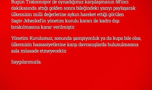Antalyaspor'da Sagiv Jehezkel kadro dışı bırakıldı