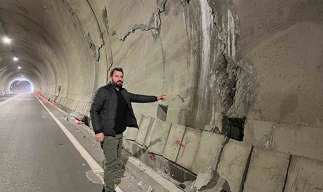 Artvin-Yusufeli karayolundaki 39 tünelden biri olan T14 Tüneli'nde oluşan çatlaklar ve açılmalar sürücüleri tedirgin ediyor
