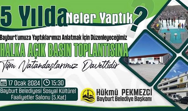 Başkan Pekmezci halka açık toplantıda Bayburtlularla bir araya gelecek görev süresini değerlendirecek