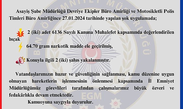 Bingöl'de şok uygulaması: 2 gözaltı