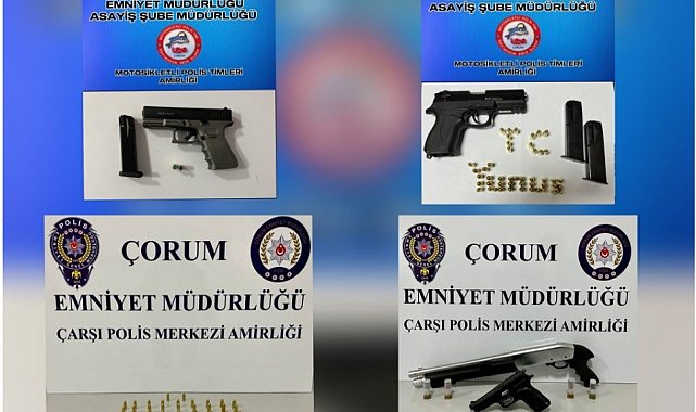 Çorum'da şok uygulamada 21 adet silah ele geçirildi