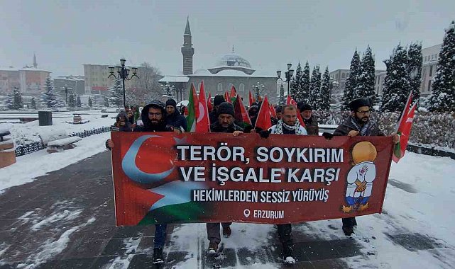 Erzurum'da hekimler Gazze için yürüdü