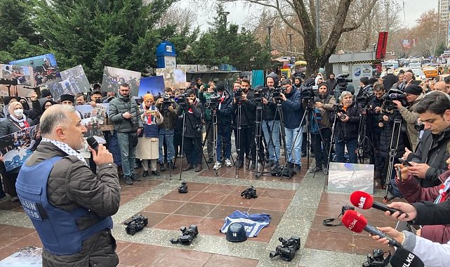 Gazeteciler Gazze'de öldürülen gazeteciler için bir araya geldi