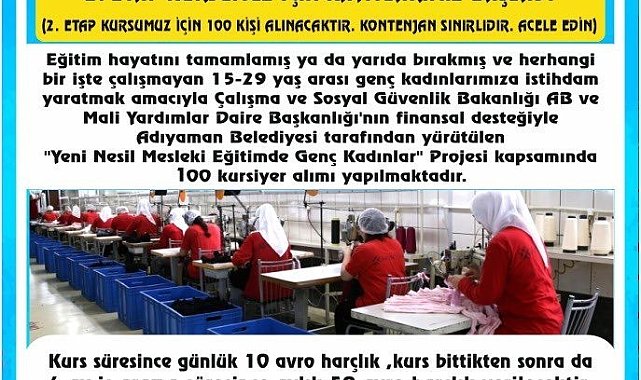 Genç kadınlara istihdam sağlanmaya devam ediliyor