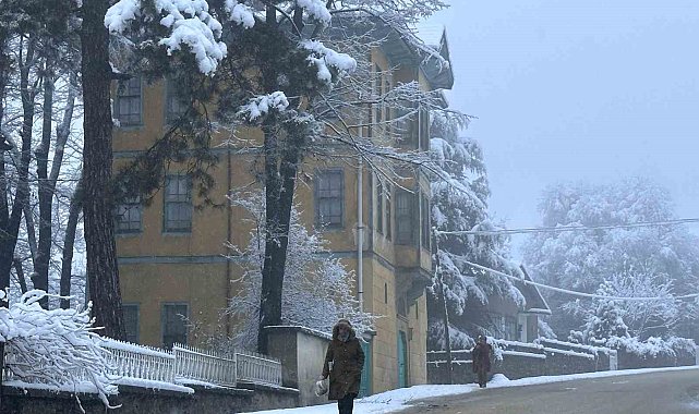 Karabük'te araçlar ve binalar karla kaplandı