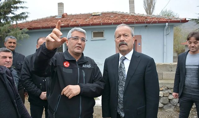 Kaya düşme riski bulunan köy için çözüm arayışı sürüyor