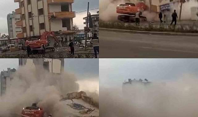 Mersin'de 5 katlı binanın çökme anı kameraya yansıdı