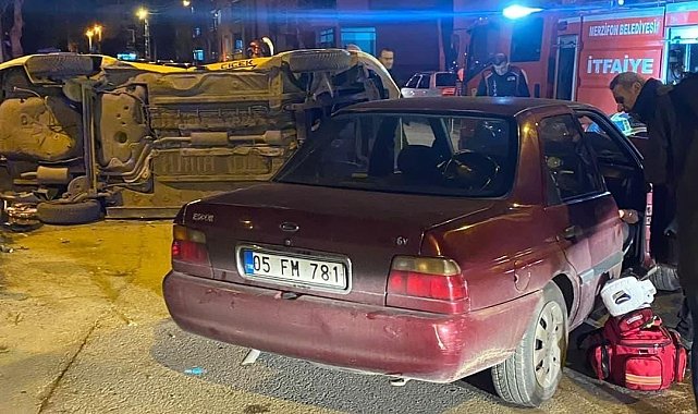 Merzifon'da ticari taksi ile otomobil çarpıştı: 3 yaralı