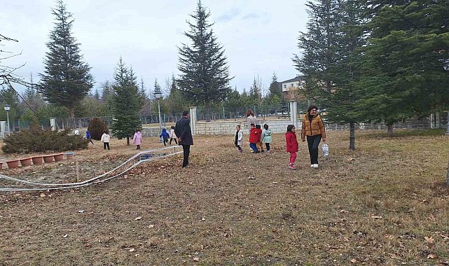 Minik öğrenciler sokak hayvanlarına mama bıraktı