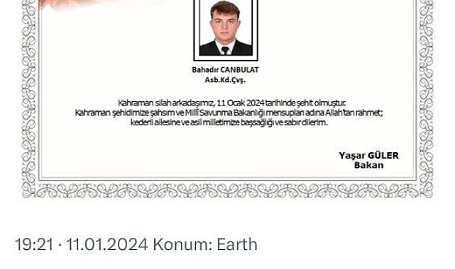 MSB: "Denizkurdu Tatbikatı'nda 1 asker şehit oldu"