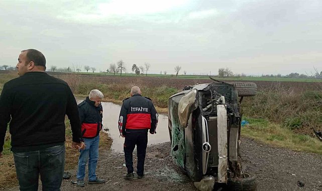 Osmaniye'de otomobil yan yattı: 1 kişi yaralandı