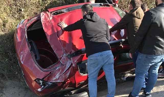 Otomobil takla atarak durabildi; 1 yaralı
