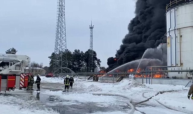 Rusya, Ukrayna'ya ait dronu düşürdü: Petrol tesisinde yangın çıktı