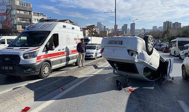 Süratli giden araç sürücüsü kontrolden çıkarak takla attı: 1 yaralı
