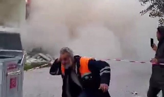 6 katlı binanın yerle bir olmasıyla yaşanan panik kamerada
