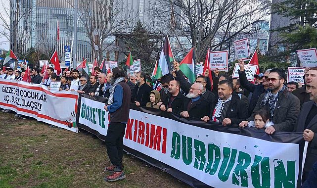 ABD Ankara Büyükelçiliği önünde İsrail'e protesto