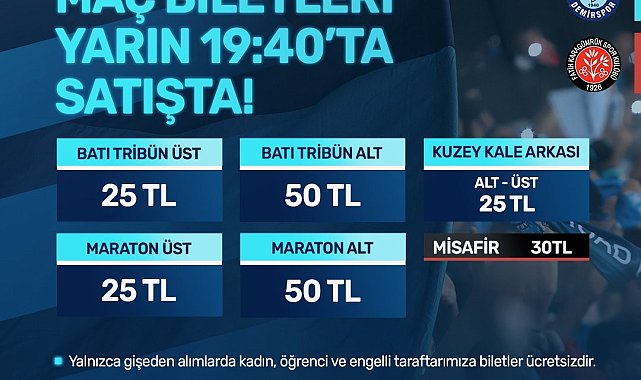 Adana Demirspor - Fatih Karagümrük maçının biletleri satışa çıkıyor