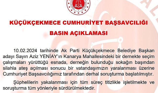 AK Parti'li Aziz Yeniay'ın seçim temasları sırasındaki silahlı saldırıyla ilgili soruşturma başlatıldı