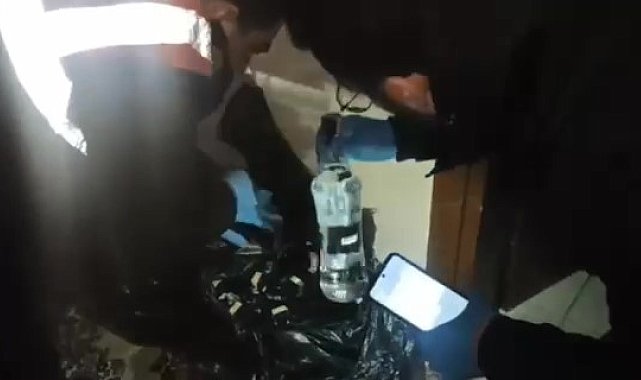 Amasya Valiliği sahte içki operasyonunun görüntülerini paylaştı