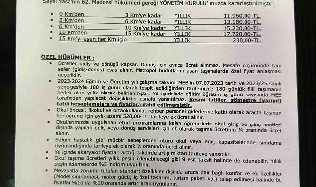 Ankara'da okul servis ücretleri belirlendi, en kısa mesafe 11 bin 960 TL oldu