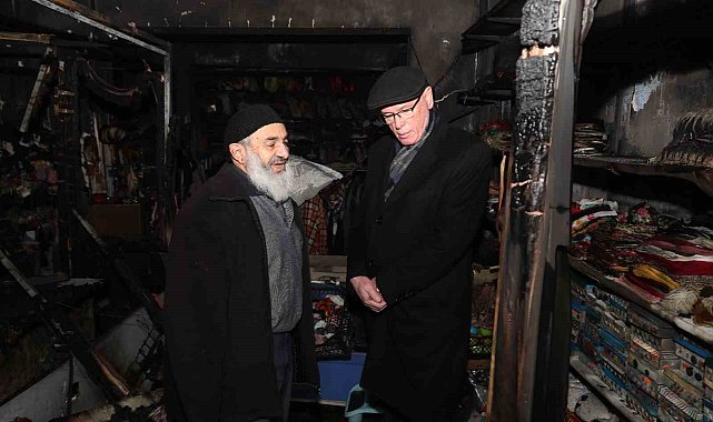 Başkan Kurt'tan yangında işyeri zarar gören esnafa geçmiş olsun ziyareti