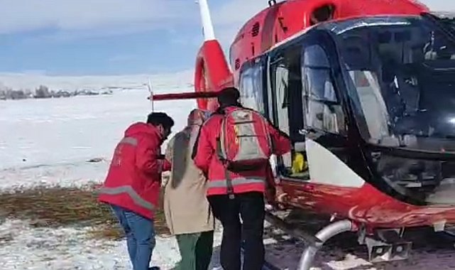 Çaldıran'da 31 yaşındaki kadın hasta için helikopter havalandı