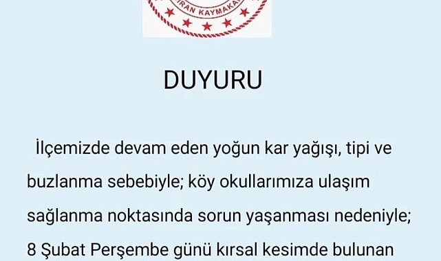 Çaldıran'da taşımalı eğitime 1 gün ara