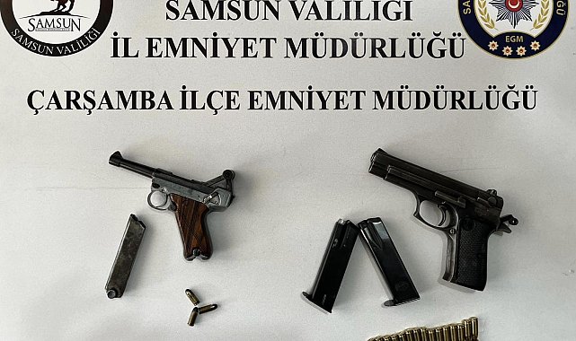 Çarşamba'da 2 adet ruhsatsız tabanca ele geçirildi
