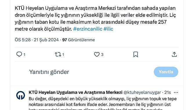 İliç'te liç yüksekliği sınırı aşıldı bilgisi kaynağından düzeltildi