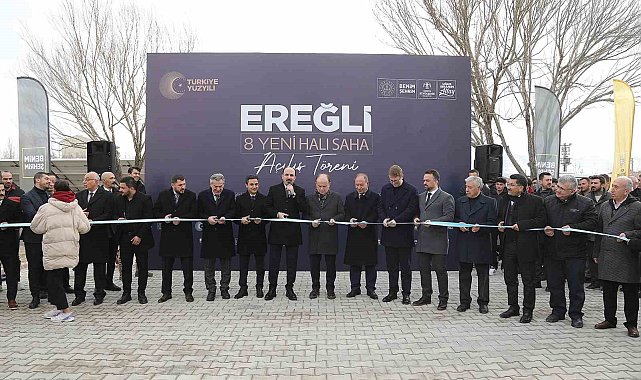 Konya Büyükşehir'in Ereğli'ye kazandırdığı 8 halı sahanın açılışı yapıldı