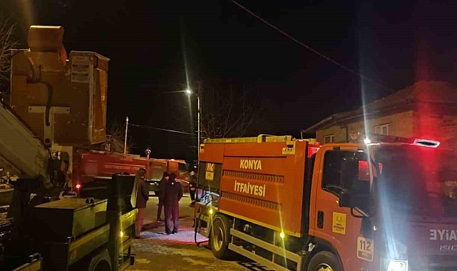 Konya'da ev yangını itfaiye tarafından söndürüldü