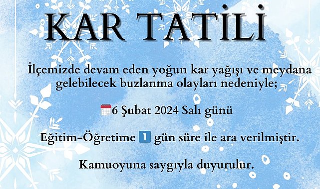 Özalp'ta eğitime 1 gün ara verildi