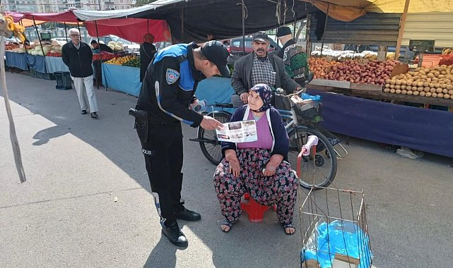 Polisten pazar esnafına ve vatandaşlara "dolandırıcılık ve hırsızlık" uyarısı