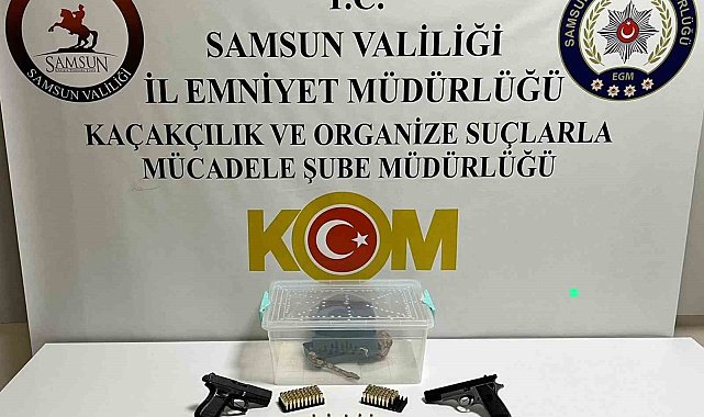 Samsun'da polis gümrük kaçağı boğa yılanı ve silah ele geçirdi