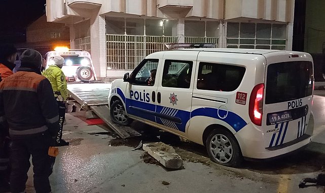 Şüpheli araç kovalayan polis otosu kaza yaptı