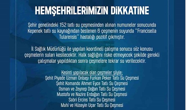 Temiz sanılan sular kirli çıktı, belediye o çeşmeleri kapatma kararı aldı