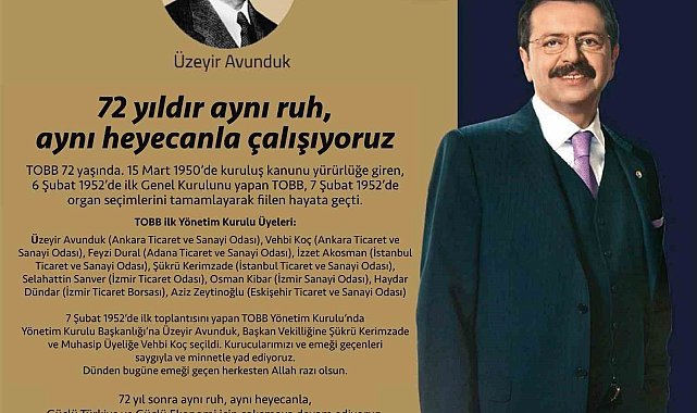 Türkiye Odalar ve Borsalar Birliği 72 yaşında