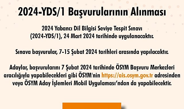YDS başvuruları başladı