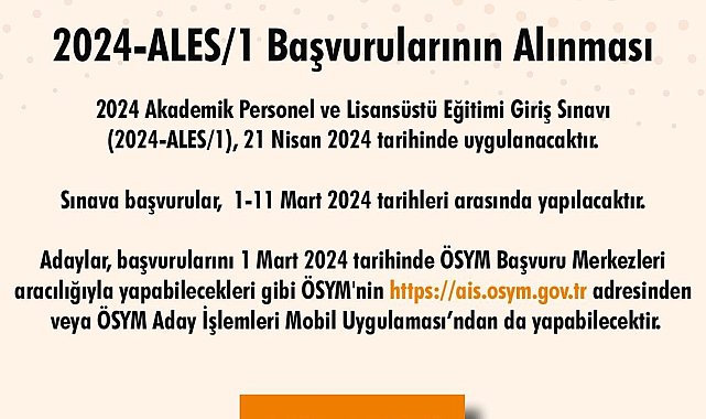 2024-ALES1 başvuruları başladı