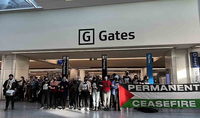 ABD'deki San Francisco Uluslararası Havalimanı'nda Gazze protestosu