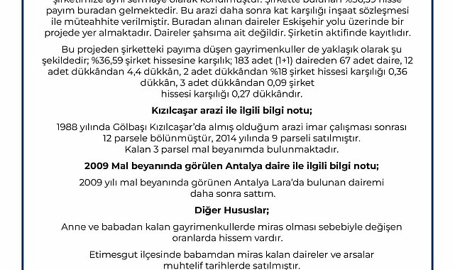 Ankara Büyükşehir Belediye Başkan Adayı Altınok mal varlığını açıkladı