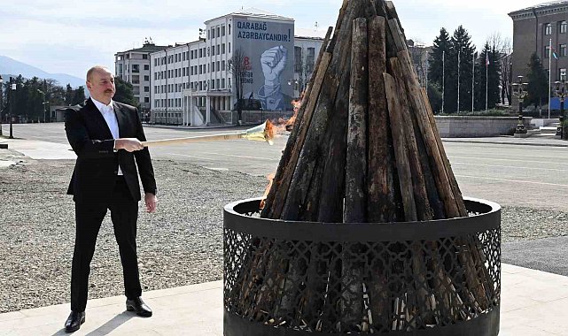 Azerbaycan Cumhurbaşkanı Aliyev nevruz ateşini Hankendi'de yaktı