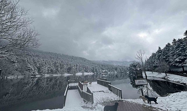 Gölcük Tabiat Parkı'nda kar kalınlığı 10 santimetreye ulaştı