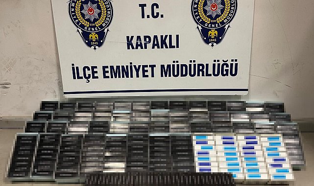 Kapaklı'da 450 adet paketlenmiş sigara ve tabanca ele geçirildi