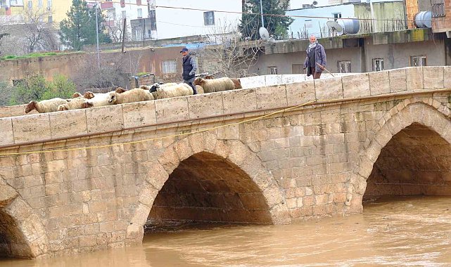 Mardin'de yağışla birlikte tarihi Dunaysır Köprüsü'nün debisi yükseldi