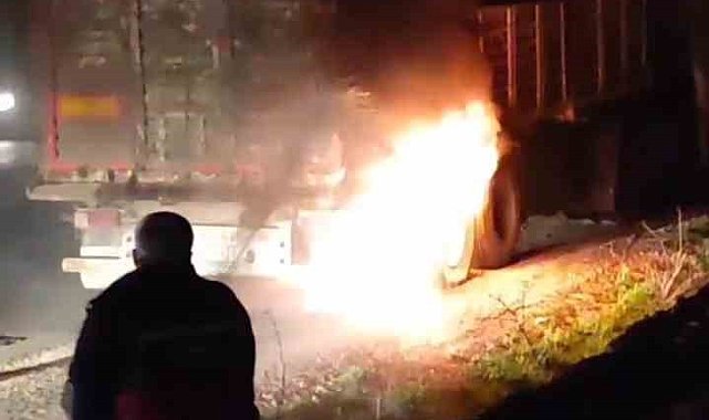 Siirt'te seyir halindeki kamyon alev aldı