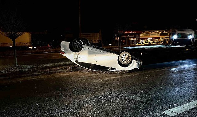 Takla atan otomobilden burnu bile kanamdan çıktı